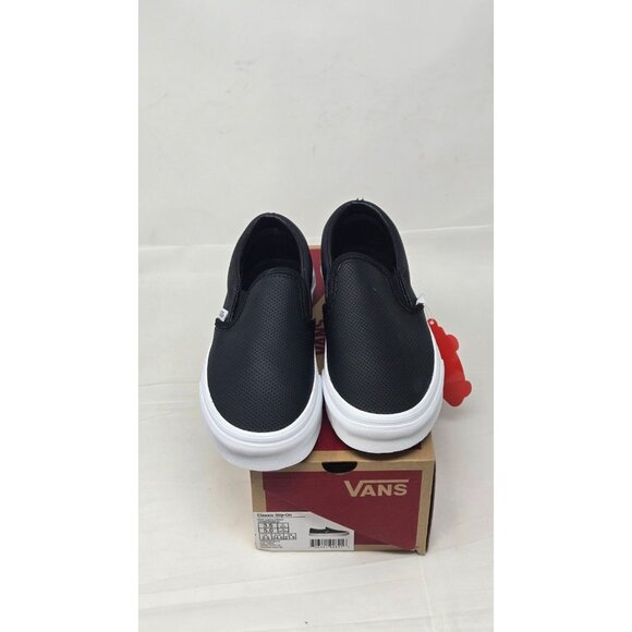 Vans Off The Wall Perf Leather Black Slip on Shoe Unisex Women's size 5 - Picture 2 of 8